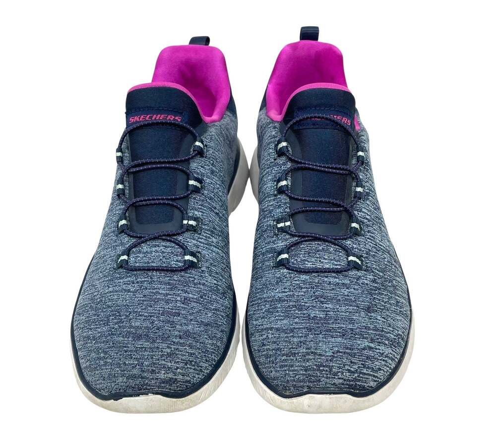 Skechers Summits Quick Getaway Sneakers Women's 7 Navy Heather Knit Bungee Lace